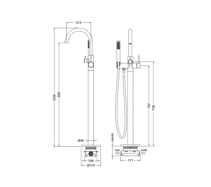 Смеситель напольный для ванны с душем Timo Saona 2310/00Y-CR, Выбрать цвет: Хром, изображение 4