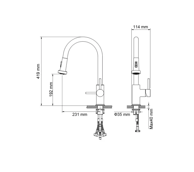 Смеситель для кухни с выдвижной лейкой Timo Saona 2316/00FL, Выбрать цвет: Хром, изображение 10