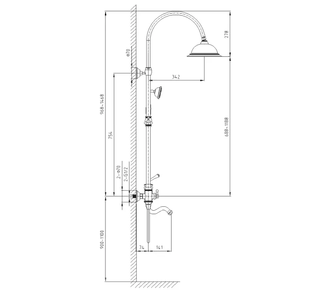 Душевая система Timo Adelia SX-6010, Выбрать цвет: Хром, изображение 5