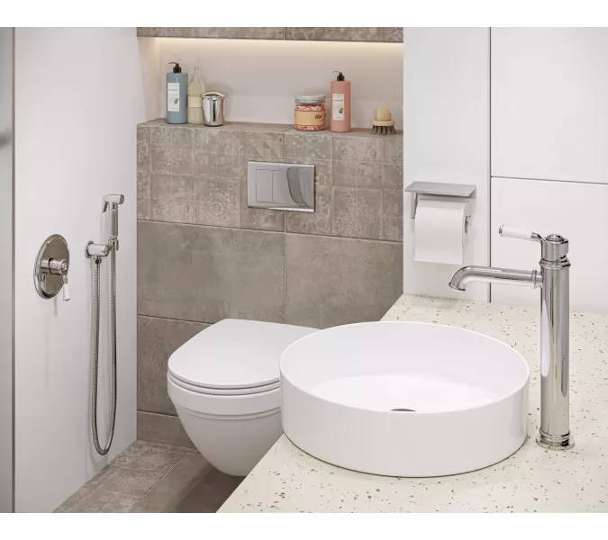 Смеситель встроенный с гигиеническим душем Timo Arisa 5309/00SM, Выбрать цвет: Хром, изображение 4