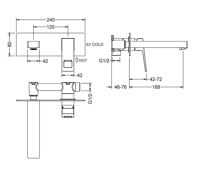 Смеситель для раковины встроенный Timo Briana 7171/03SM, Выбрать цвет: Черный, изображение 2