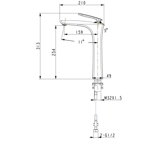 Смеситель для раковины-чаши Timo Helmi 4011/00-16F, Выбрать цвет: Хром, изображение 4