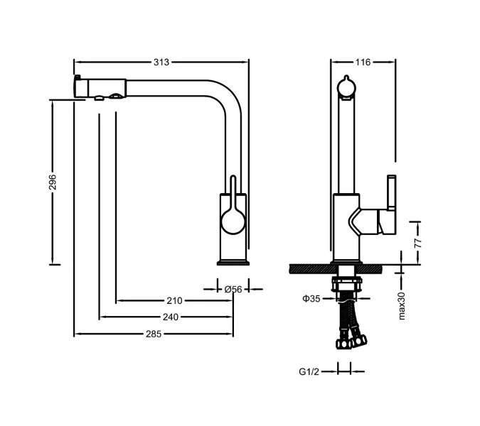 Смеситель для кухни с подключением фильтра Timo Hette 1026/02F, изображение 5