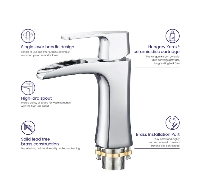 Смеситель каскадный  для раковины Timo Lumi 4261, изображение 4