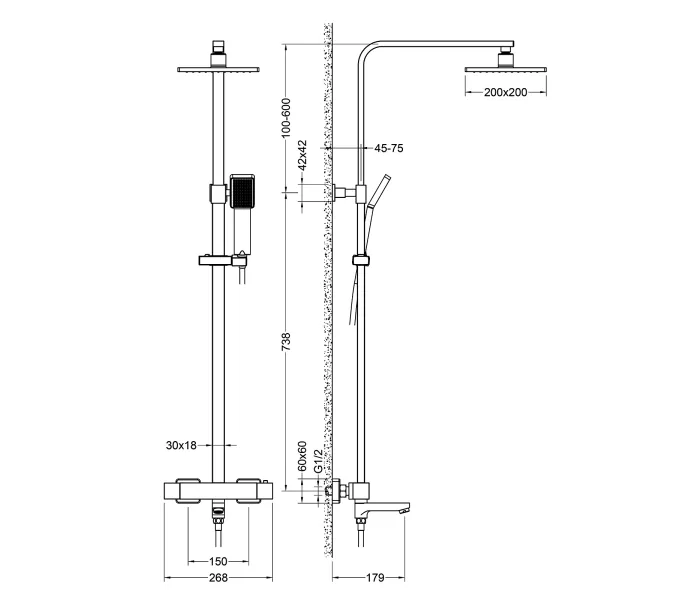 Душевая стойка с термостатом Timo Tetra-thermo SX-0169, Выбрать цвет: Хром, изображение 6