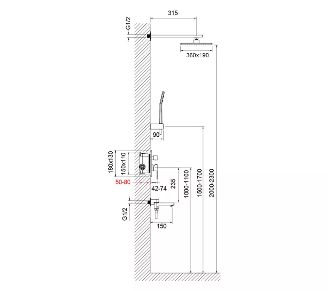 Душевая система встроенная Timo Selene SX-3069, Выбрать цвет: Хром, изображение 7