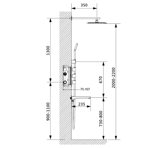 Душевая система встроенная с термостатом Timo Petruma SX-5149, Выбрать цвет: Хром, изображение 9