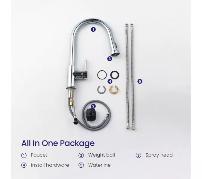 Смеситель для кухни с выдвижной лейкой Timo Saona 2316/00FL, Выбрать цвет: Хром, изображение 9