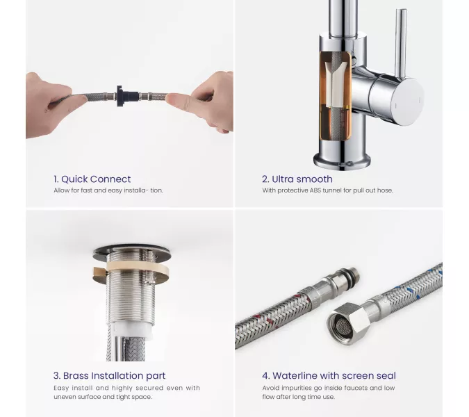 Смеситель для кухни с выдвижной лейкой Timo Saona 2316/00FL, Выбрать цвет: Хром, изображение 7