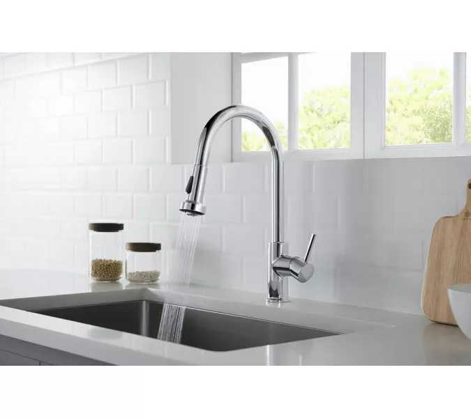 Смеситель для кухни с выдвижной лейкой Timo Saona 2316/00FL, Выбрать цвет: Хром, изображение 2