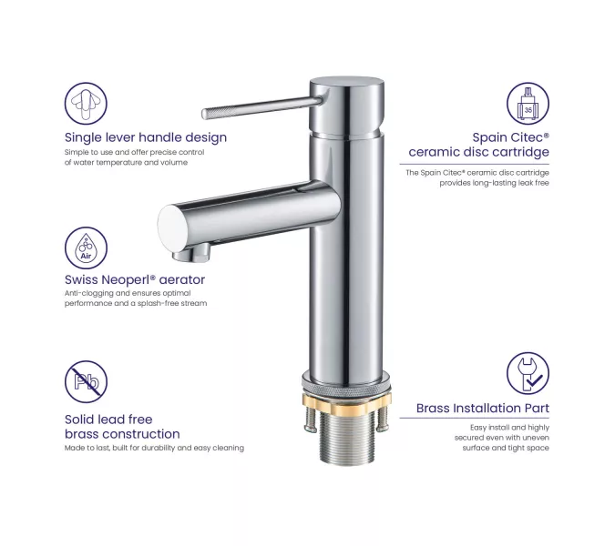 Смеситель для раковины Timo Saona 2361/00F, Выбрать цвет: Хром, изображение 6