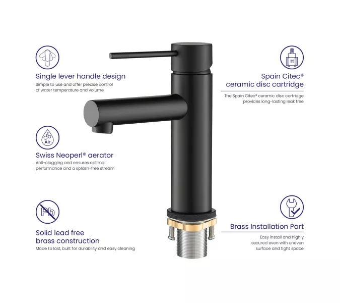 Смеситель для раковины Timo Saona 2361/03F, Выбрать цвет: Черный, изображение 2