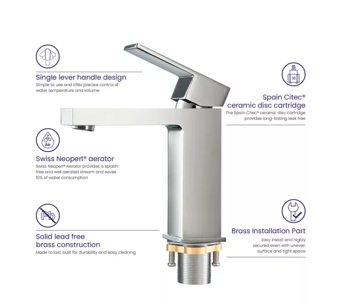 Смеситель для раковины Timo Selene 2061/00F, Выбрать цвет: Хром, изображение 6