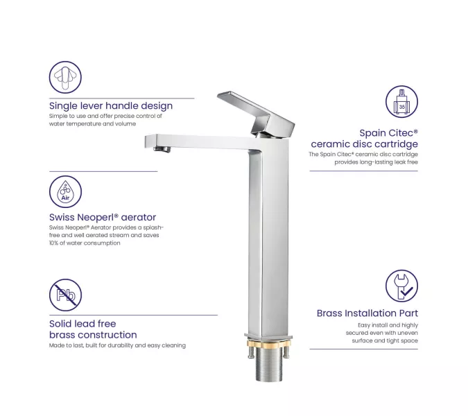 Смеситель для раковины-чаши Timo Selene 3061/00F, Выбрать цвет: Хром, изображение 4