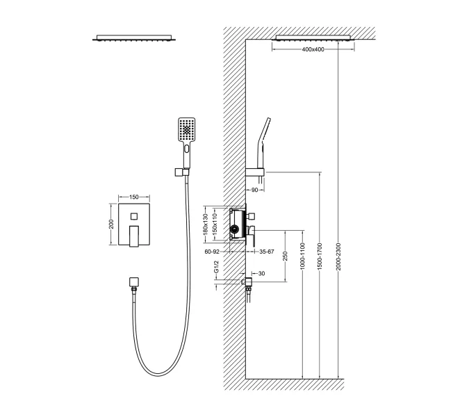 Душевая система встроенная Timo Selene SX-2029, Выбрать цвет: Хром, изображение 7