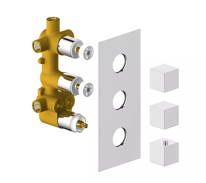 Душевая система встроенная с термостатом Timo Tetra-thermo SX-0199, Выбрать цвет: Хром, изображение 6