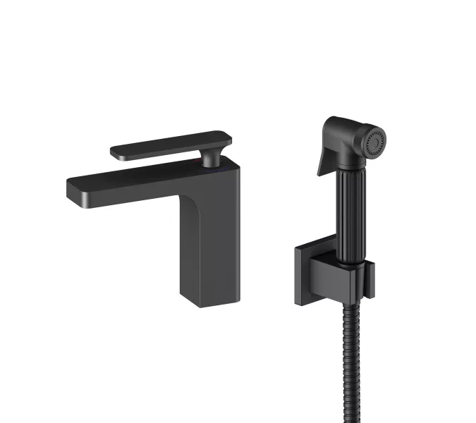 Смеситель для раковины с гигиеническим душем Timo Torne 4360/03G, Выбрать цвет: Черный