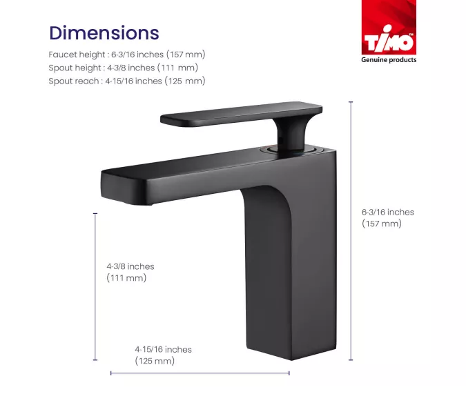 Смеситель для раковины Timo Torne 4361/03F, Выбрать цвет: Черный, изображение 3