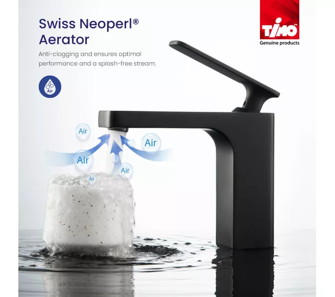 Смеситель для раковины Timo Torne 4361/03F, Выбрать цвет: Черный, изображение 5