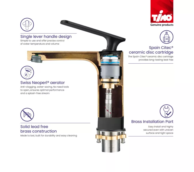 Смеситель для раковины с гигиеническим душем Timo Torne 4360/03G, Выбрать цвет: Черный, изображение 5