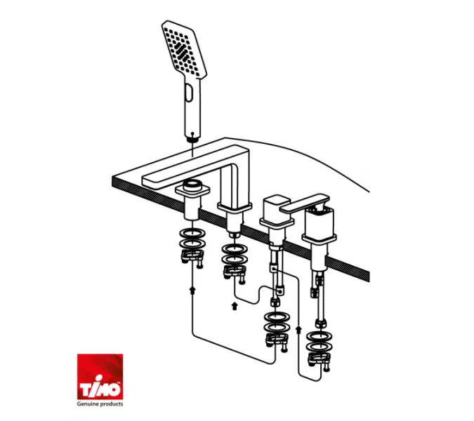 Смеситель врезной для ванны с душем Timo 4330/03Y, Выбрать цвет: Черный, изображение 6