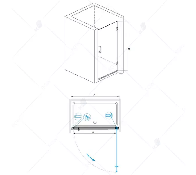 Душевая дверь RGW HO-011, Цвет стекла: прозрачное, Цвет профиля (вариация): Хром, Выбрать размер: 60, изображение 2