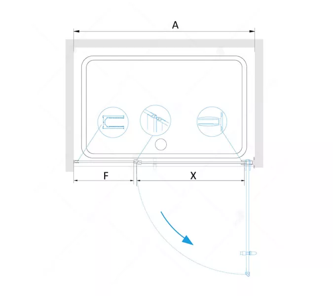 Душевая дверь RGW HO-012, Цвет стекла: прозрачное, Цвет профиля (вариация): Хром, Выбрать размер: 90, изображение 3
