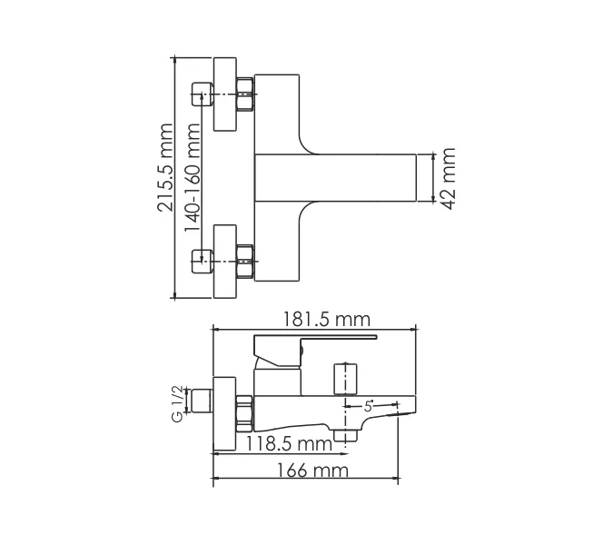 Смеситель для ванны с коротким изливом WasserKRAFT Abens 2001, изображение 2