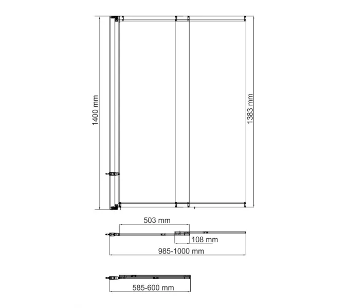Стеклянная шторка WasserKRAFT Main матовое/хром, Цвет стекла: матовое, Цвет профиля: Хром, Выбрать размер: 100, Внешний вид: с фиксатором двери, Ориентация: Левая, изображение 10