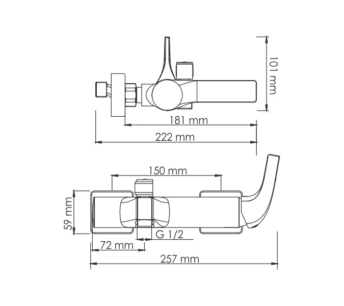 Смеситель для ванны с коротким изливом WasserKRAFT Sauer 7101, изображение 3
