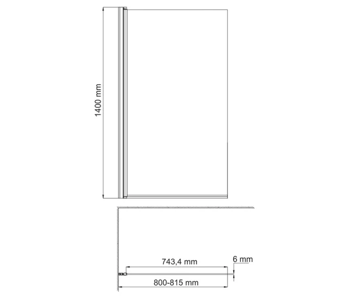 Стеклянная шторка WasserKRAFT Berkel матовая/хром, Цвет стекла: матовое, Цвет профиля: Хром, Выбрать размер: 80, Внешний вид: без фиксатора, Ориентация: левая, изображение 2