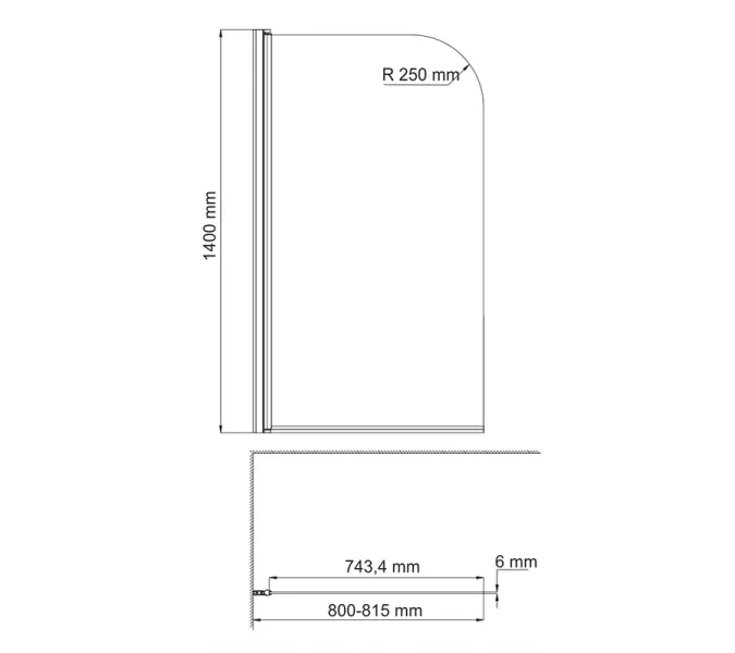 Стеклянная шторка WasserKRAFT Leine  белый, Цвет стекла: прозрачное, Цвет профиля: Белый, Выбрать размер: 80, Внешний вид: без фиксатора, изображение 2