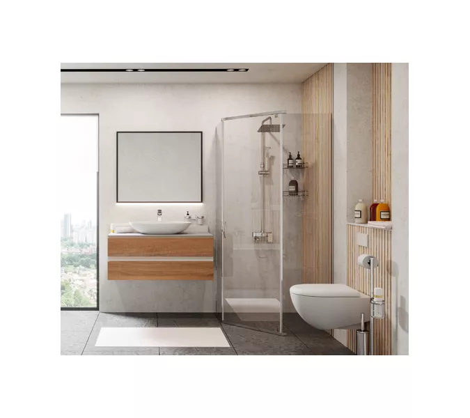 Душевой уголок трапеция WasserKRAFT Leine, Цвет стекла: прозрачное, Цвет профиля: Хром, Выбрать размер: 100х100, изображение 7