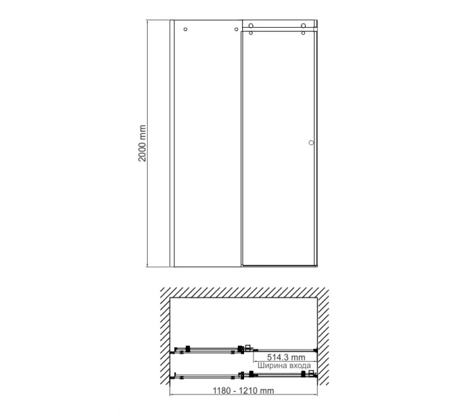 Душевая дверь WasserKRAFT Vils 56R05 регулир. размер, Цвет стекла: прозрачное, Цвет профиля: Хром, Выбрать размер: 120, изображение 15