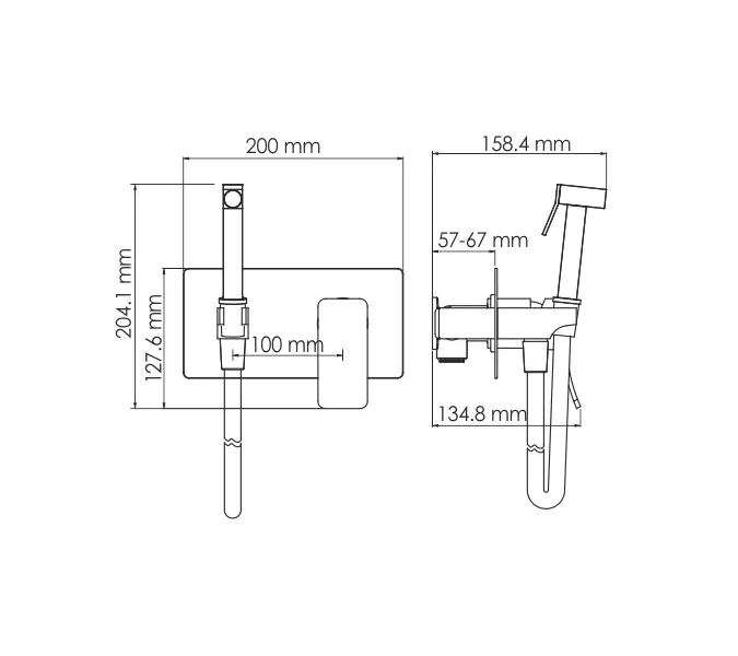 Встраиваемый смеситель для душа с гигиенической лейкой WasserKRAFT Aller 1060 10638, изображение 3