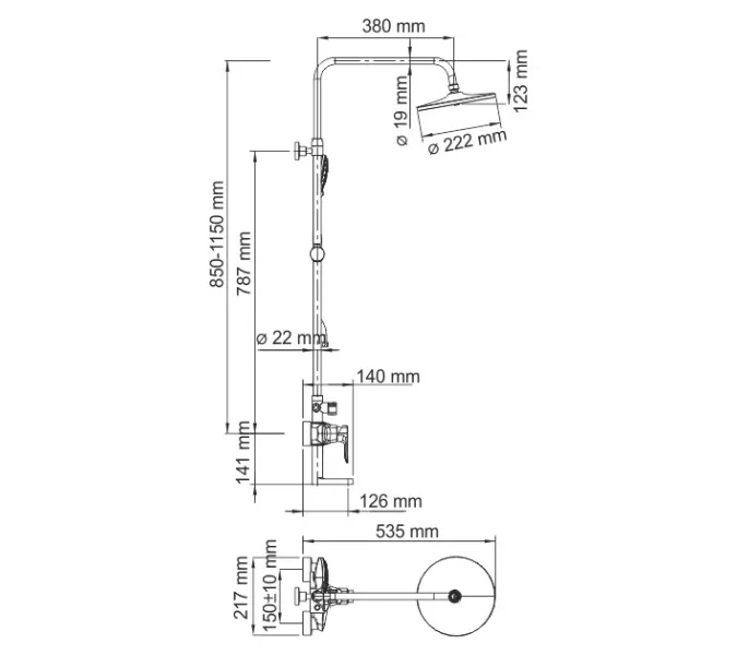 Комплект для ванны и душа  WasserKRAFT A16601, изображение 3