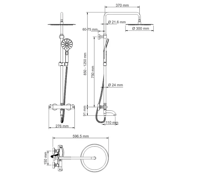 Душевая стойка  WasserKRAFT A18801Thermo с термостатом, изображение 3