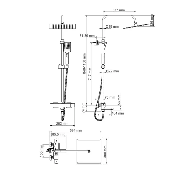 Душевая стойка  WasserKRAFT A19901Thermo с термостатом, изображение 3
