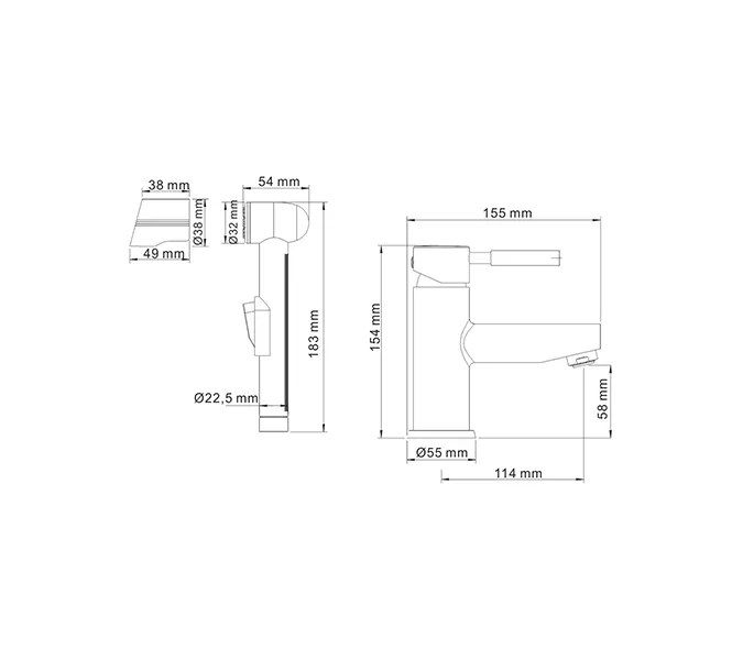 Смеситель для умывальника с гигиенической лейкойWasserKRAFT Main 4100 4108, изображение 3