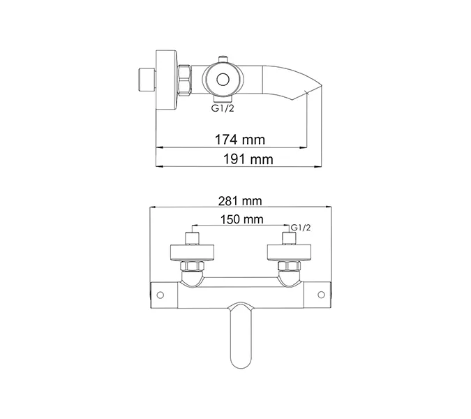 Термостатический смеситель  для ванны WasserKRAFT Berkel 4800 4811, изображение 3