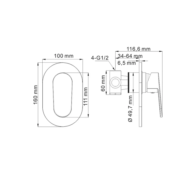 Смеситель для душа WasserKRAFT Donau 5300 5351, изображение 3