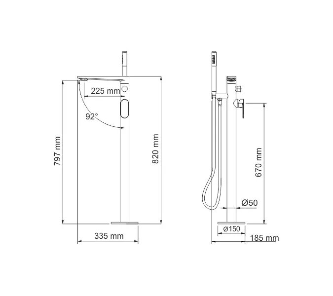Напольный смеситель WasserKRAFT Dinkel 5800 5821, изображение 3