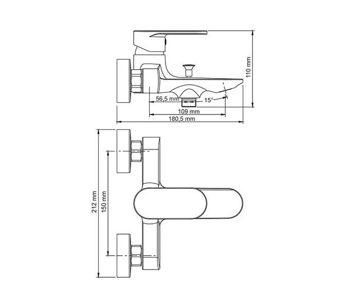 Смеситель для ванны WasserKRAFT Elbe 7400 7401, изображение 2