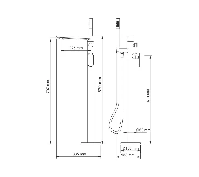 Напольный смеситель для ванны WasserKRAFT Elbe 7400 7421, изображение 2