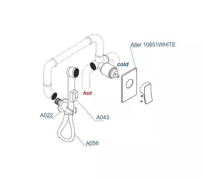 Встраиваемый комплект  WasserKRAFT A010656WHITE  для биде со шлангом, изображение 3