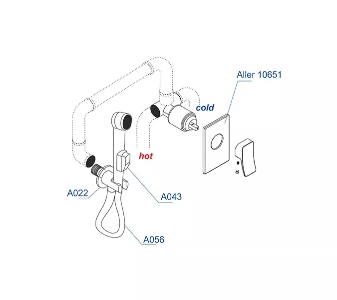 Встраиваемый комплект WasserKRAFT A010656 для биде со шлангом, изображение 3