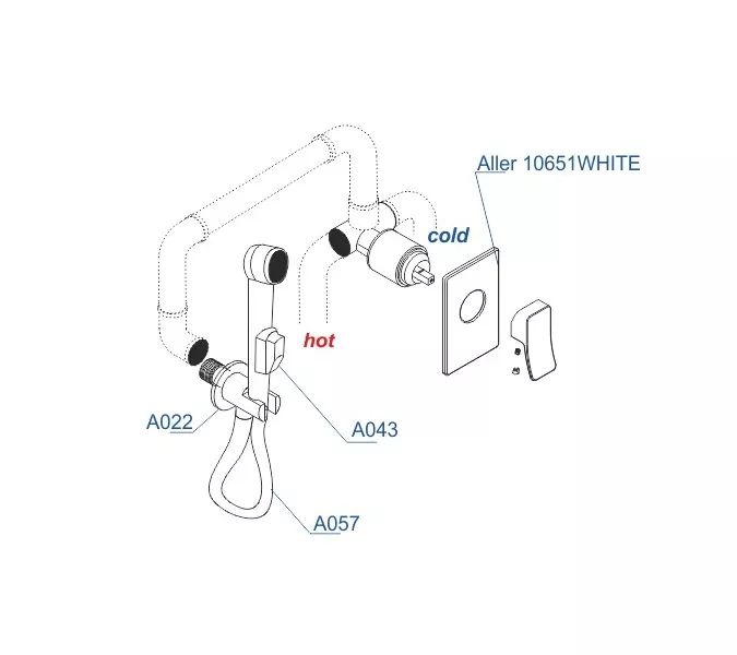 Встраиваемый комплект  WasserKRAFT A010657WHITE  для биде со шлангом, изображение 3