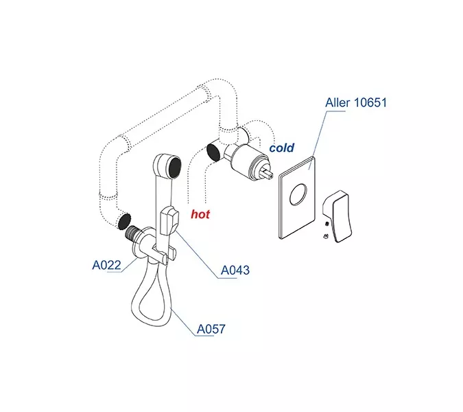 Встраиваемый комплект WasserKRAFT A010657 для биде со шлангом, изображение 3