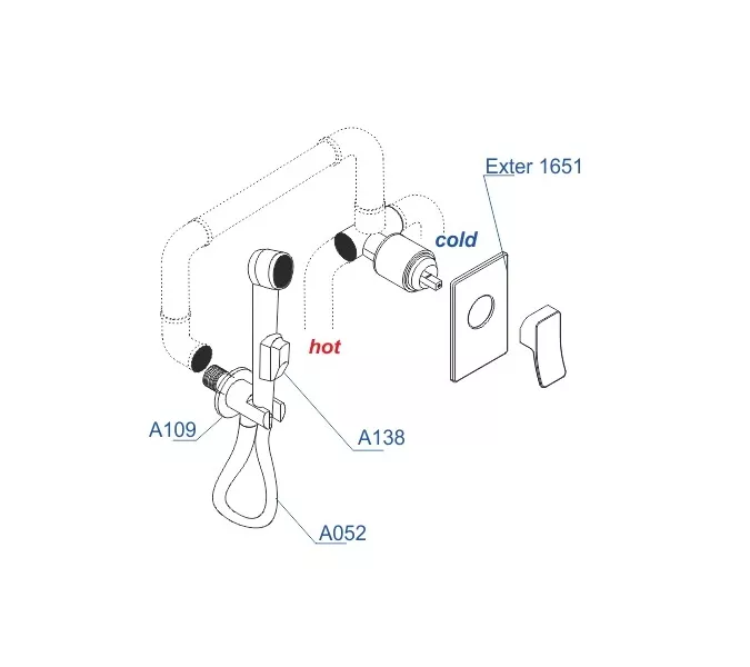 Встраиваемый комплект  WasserKRAFT A01652  для биде со шлангом 150 см, изображение 3