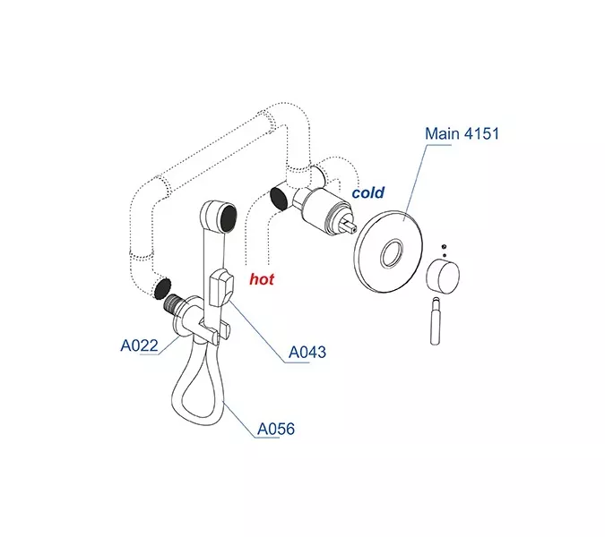 Встраиваемый комплект  WasserKRAFT A04156  для биде со шлангом, Выбор длины (мм):  1000 , изображение 3